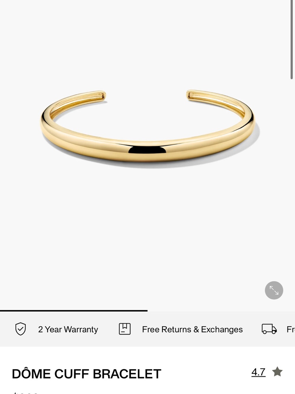 Mejuri Polished Gold Open Cuff Bracelet